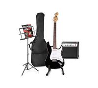 Max GigKit - Guitare Electrique Pack Débutant Ampli 40 Watts, Stand et Pupitre - Noire