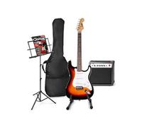 Max GigKit - Guitare Electrique Pack Débutant Ampli 40 Watts, Stand et Pupitre - Sunburst