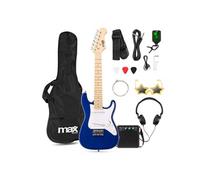 MAX GigKit Junior Guitare Électrique Enfant 1/4 Bleu avec Ampli 10W, Sangle, Housse et Accessoires