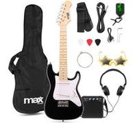 MAX! Guitare électrique GigKit Junior 1/4 – Ampli 10W, sangle, housse, accessoires – Noire