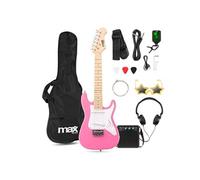 MAX GigKit Junior Guitare Électrique Enfant 1/4 Rose avec Ampli 10W, Housse, Accessoires et Lunettes de Star, Kit Complet Débutant Garçon ou Fille (5 à 7 Ans), Idéale pour Apprendre et s’Amuser
