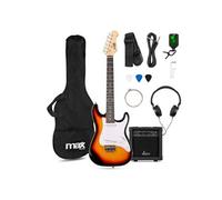 MAX GigKit Junior Guitare Électrique Enfant 3/4 Sunburst avec Ampli 20W, Housse, Sangle, Câble et Accessoires, Kit Complet Débutant Garçon ou Fille 8 à 12 Ans, Idéale pour Apprendre et s’Amuser