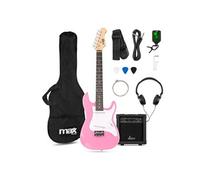 MAX Guitare électrique GigKit Junior 3/4 Rose – Ampli 20W, Housse, Sangle, Kit complet 8 à 12 ans