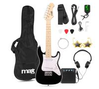 MAX GigKit Junior Guitare Électrique Enfant 1/4 Noire avec Ampli 10W, Sangle, Housse et Accessoires