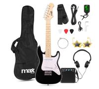MAX GigKit Junior Guitare Électrique Enfant 1/4 Noire avec Ampli 10W, Sangle, Housse et Accessoires