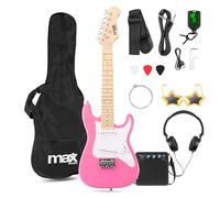 MAX GigKit Junior Guitare Électrique Enfant 1/4 Rose avec Ampli 10W, Sangle, Housse et Accessoires