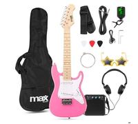 MAX GigKit Junior Guitare Électrique Enfant 1/4 Rose avec Ampli 10W, Sangle, Housse et Accessoires