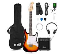 MAX GigKit Junior Guitare Électrique Enfant 3/4 Sunburst avec Ampli 20W, Housse, Sangle, Câble et Accessoires, Kit Complet Débutant Garçon ou Fille 8 à 12 Ans, Idéale pour Apprendre et s’Amuser