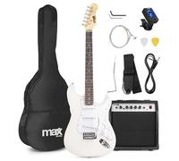 MAX! Guitare électrique Pack GigKit Ampli 40 Watts Accessoires inclus Blanc