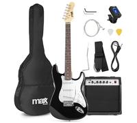 QTX Pack Guitare électrique Max GigKit – Ampli 40W – Noir – Housse, médiators, accordeur numérique