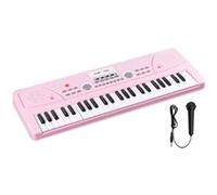Max KD49P - Clavier Électronique 49 Touches pour Enfant avec Batterie & Micro - Rose Rose