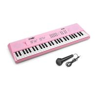 MAX KD54, Clavier Électronique Rose 54 Touches, Idéal Débutants et Enfants, Batterie Rechargeable, 100 Sons et 100 Rythmes, Micro et Pupitre Inclus