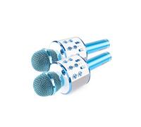 Microphone GENERIQUE Max Kit Micro Km01 - 2 Micros Karaoké Bluetooth Avec Haut-parleur Intégré - Bleu