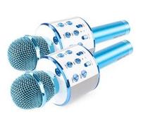 Microphone GENERIQUE Max Kit Micro Km01 - 2 Micros Karaoké Bluetooth Avec Haut-parleur Intégré - Bleu
