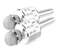 Max Km01 Kit Deux Microphones Karaoké Micro Sans Fil Bluetooth - Argenté Argent