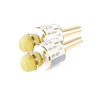 MAX KM01 Kit Deux Microphones Karaoké Micro Sans Fil Bluetooth - Doré