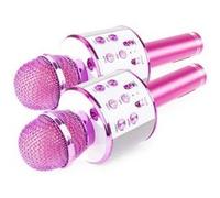 Max Km01 Kit Deux Microphones Karaoké Micro Sans Fil Bluetooth - Rose Rose