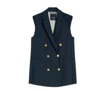 Max Mara - Bird Linen Vest - Femme - Vestes - Bleu - Taille: 36 FR