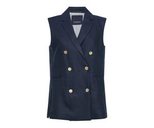 Max Mara, Femme, Vestes, Bleu, Taille: 36 FR Bird Linen Blazer Vest