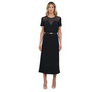 Max Mara Studio - Abito mezza manica cintura e trasparenza sopra - Femme - Robes - Bleu - Taille: 40 FR