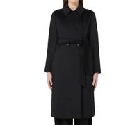 Max Mara Studio - Manteau long à double boutonnage en laine pure - Femme - Manteaux - Noir - Taille: 40 FR