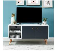 MAX Meuble TV scandinave - blanc et gris - L110cm