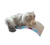 Max&Mitzy Féli'Zen - Griffoir pour Chat avec Herbe à Chat - Design Vague, Carton Double Face à Griffer - 53 x 20,5 x 10 cm