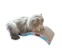 Max&Mitzy Féli'Zen - Griffoir pour Chat avec Herbe à Chat - Design Vague, Carton Double Face à Griffer - 53 x 20,5 x 10 cm