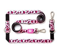 Max & Molly Laisse pour Chien Multifonction 6 en 1 Mains Libres en néoprène rembourré Ultra Doux, Motif léopard Rose L
