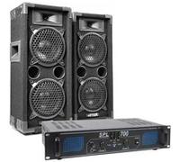 MAX Pack Complet - 2 Enceintes Disco 2x6 Pouces, Amplificateur SPL700 et Câble Inclus, Puissance de 700W, Idéal pour Les Soirées Disco, Les Karaokés, Les Fêtes