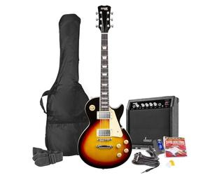 Max Pack Guitare Électrique GigKit Vintage Rock, Style SC, Ampli 40 Watts, Accessoires, Housse, Accordeur, Cordes de rechange, Sangle, Câble 3m et Médiators, Kit Complet Débutant - Sunburst