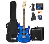 Max Pack Guitare Électrique Style Quilted avec Ampli 40 Watts et Nombreux Accessoires