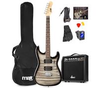MAX Pack guitare électrique Superstrat - Ampli 40W - Accessoires complets - Noir