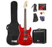 Max Pack Guitare Électrique Quilted Ampli 40W Accessoires Rouge
