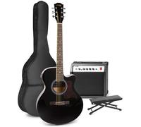 MAX Pack guitare électro-acoustique avec accessoires - Noir, idéal pour débuter la guitare Noir