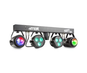 MAX PartyBar1 - Projecteurs LED avec Trépied, LED RVBB, 2 Spots et 2 Jellymoon, Fonction DMX, Mode Automatique ou en Rythme, avec Télécommande sans Fil