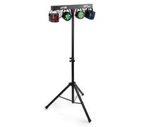 Max PARTYBAR12 2x PAR + 2x Derby, Mode DMX ou Auto, Télécommande et Programmes Automatiques, Pied Inclus, Shows Préprogrammés, Effets Professionnels pour vos Soirées