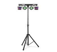 Max PARTYBAR12 2x PAR + 2x Derby, Mode DMX ou Auto, Télécommande et Programmes Automatiques, Pied Inclus, Shows Préprogrammés, Effets Professionnels pour vos Soirées