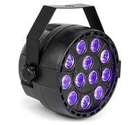 Max PartyPar UV - 12x LEDs 1W, Lumière noire UV, boitier plastique robuste résistant, mode DMX et stand alone, facile à transporter et à utiliser, parfait pour éclairage soirée ou scène