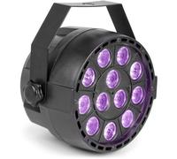 Max PartyPar UV - 12x LEDs 1W, Lumière noire UV, boitier plastique robuste résistant, mode DMX et stand alone, facile à transporter