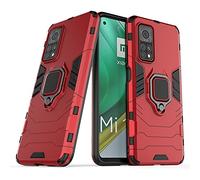 Max Power Digital Coque pour Xiaomi Mi 10T Housse Antichoc avec Anneau Rotatif Aimant Etui Magnétique Rigide Dure Armure Bague Support Armure Renforcée (Xiaomi Mi 10T, Rouge)