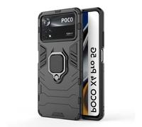 Max Power Digital Coque pour Xiaomi Poco X4 Pro 5G Housse Antichoc avec Anneau Rotatif Aimant Etui Magnétique Rigide Dure Armure Bague Support Armure Renforcée (Xiaomi Poco X4 Pro 5G, Noir)