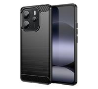 Max Power Digital Coque pour Xiaomi Redmi Note 14 4G Étui de Protection Antichoc Silicone Noir Résistant à l'absorption des Chocs Design Fibre de Carbone Housse Élégant Fine [Recharge sans Fil]