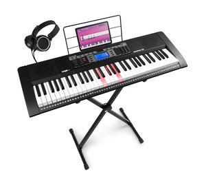 Max Rhapdosy61L - Clavier Électronique, 61 Touches Lumineuses, avec Casque Audio et Stand Inclus- Idéal pour Débutant