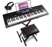 Max Rhapdosy61L - Clavier Électronique avec 61 Touches Lumineuses, Pack Complet Débutant