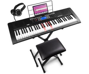 Max Rhapdosy61L - Clavier Électronique avec 61 Touches Lumineuses, Pack Complet Débutant