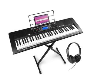 Max Rhapdosy61M - Clavier Électronique 61 Touches Semi Lourdes, avec casque audio et stand - Module MP3 / MIDI