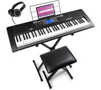 Max Rhapsody61 Clavier Électronique, 61 Touches, Pack complet avec Casque Audio, Stand, Micro et Banc, Synthétiseur Débutant Complet, Deux Haut-parleurs Intégrés, Idéal pour l'Apprentissage