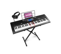 Max Rhapdosy61L - Clavier Électronique, 61 Touches Lumineuses, avec Casque Audio et Stand Inclus- Idéal pour Débutant