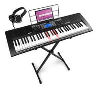 Max Rhapdosy61L - Clavier Électronique, 61 Touches Lumineuses, avec Casque Audio et Stand Inclus- Idéal pour Débutant